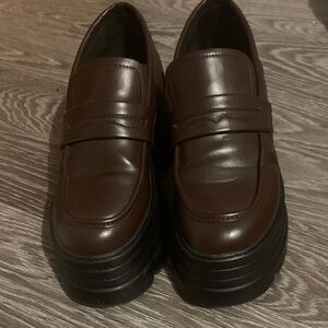 Brown Platform Loafers